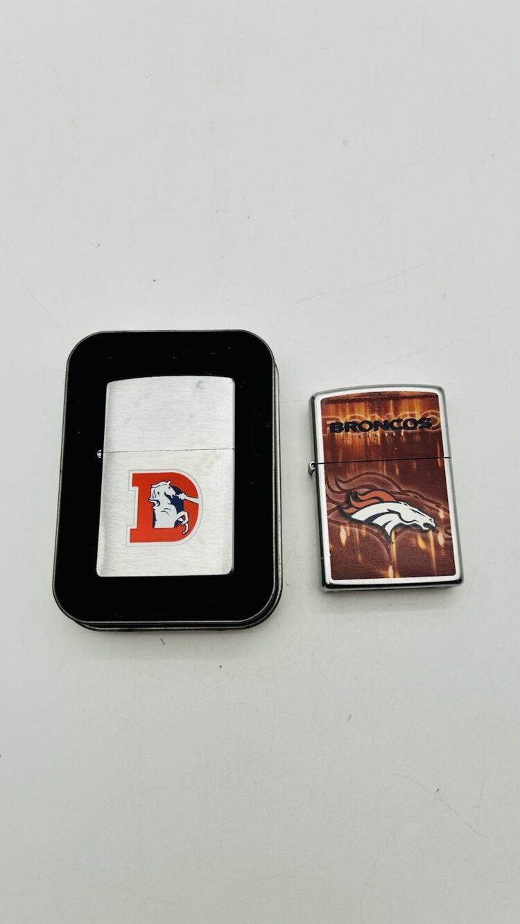 Lot of 2 Denver Broncos Zippo Lighters chrome 1 New Unused In Box